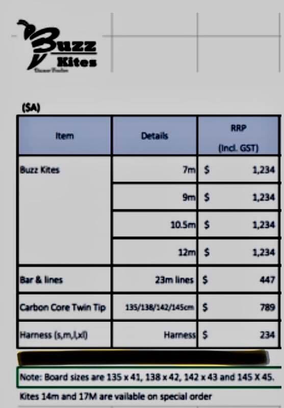 Price list