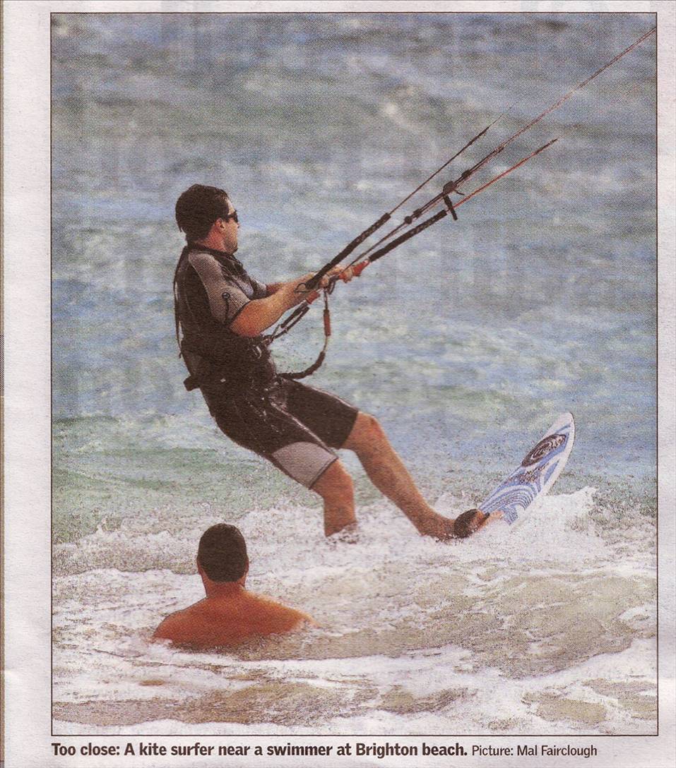 Photo From Kitesurfing Article West Australian Newspaper Sat 16/02/2007