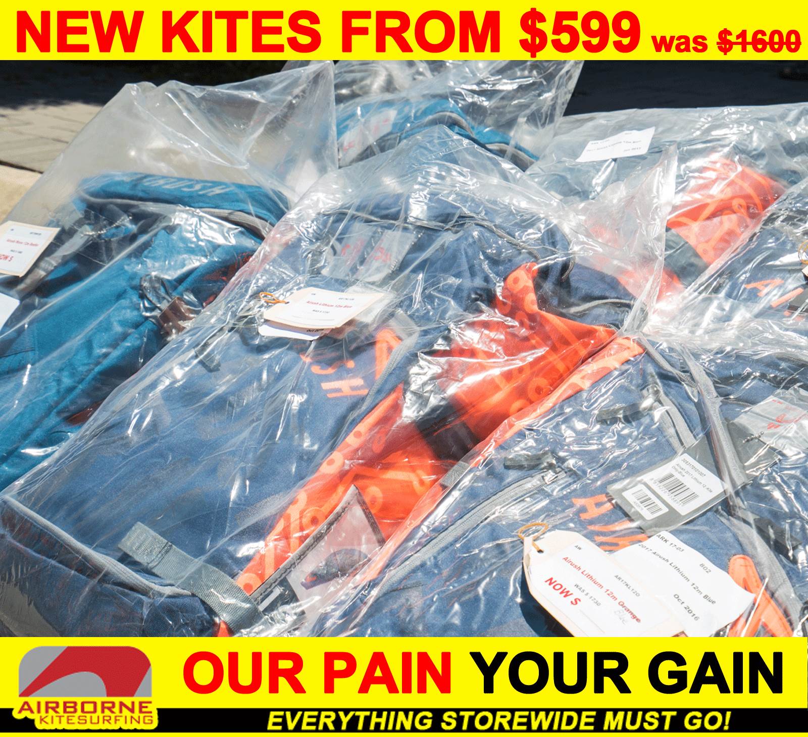Airborne Kitesurfing Closing Down Sale