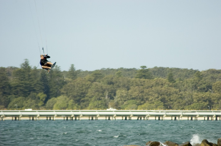 Aidan dangling around the treeline
