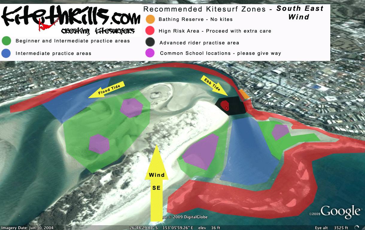 Passage kitesurf zones SE winds