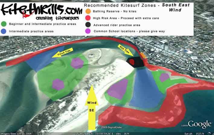 kitethrills kitesurfing zones for caloundra passage