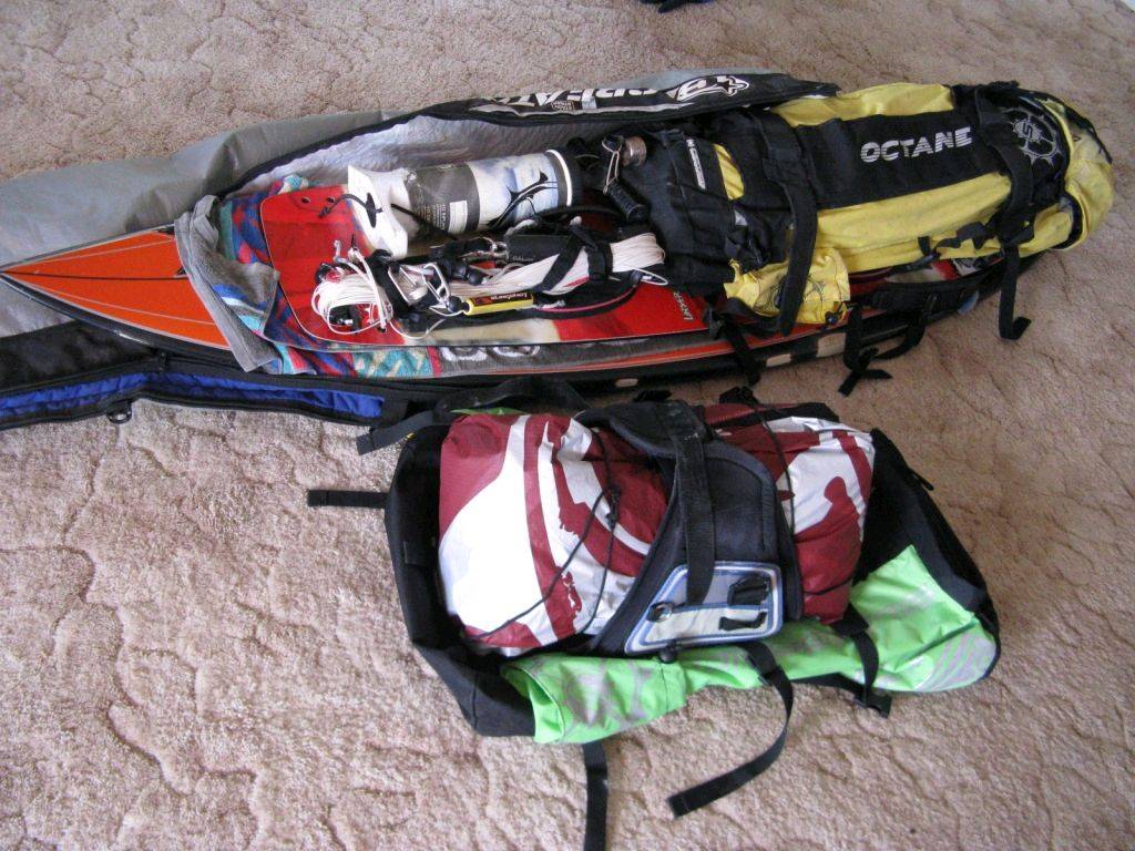 checked & cabin luggage packaged for flight