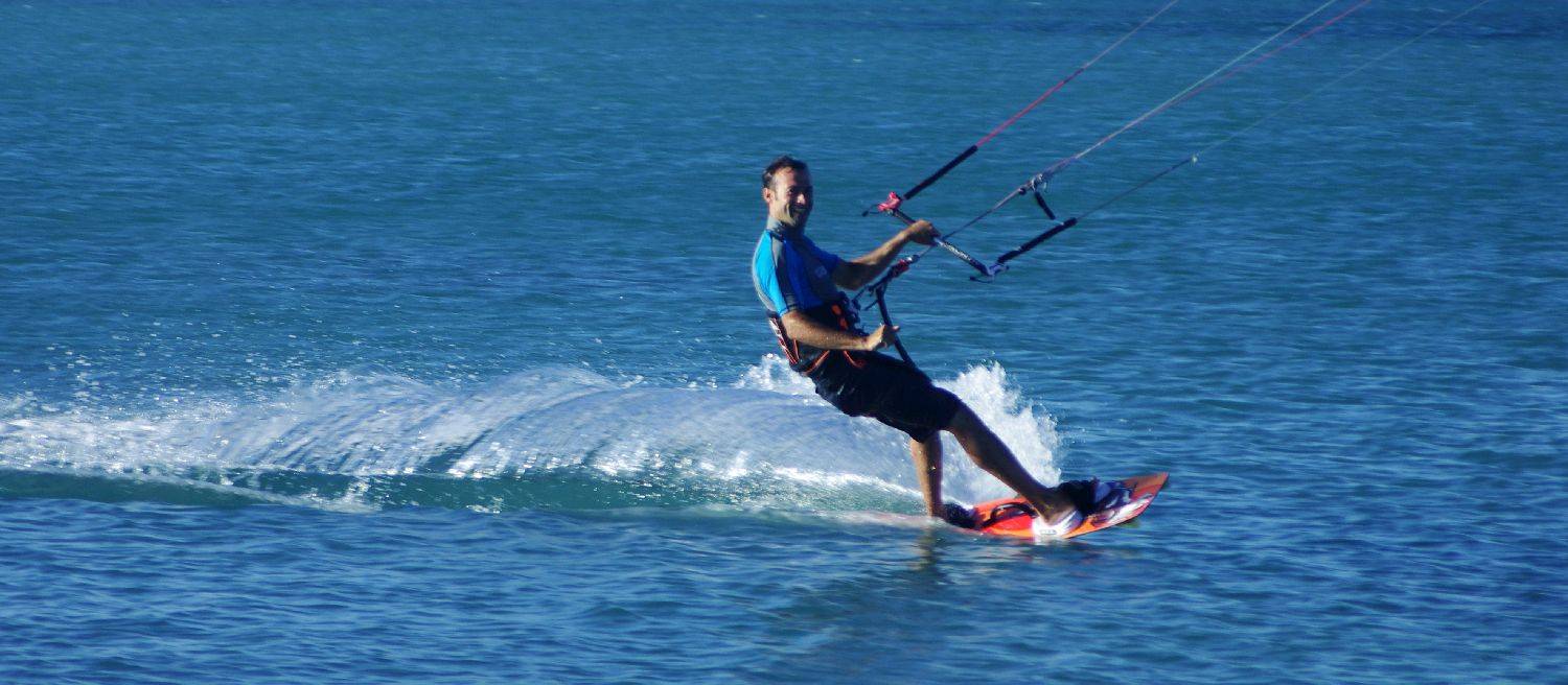 Friendly chap kitesurfing