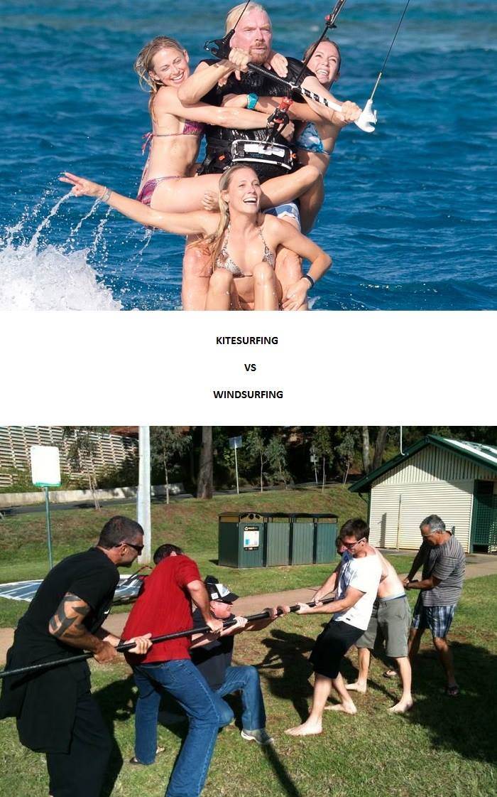kitesurfing vs windsurfing