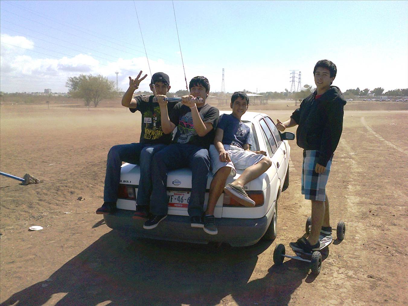 My friends in my first land kite