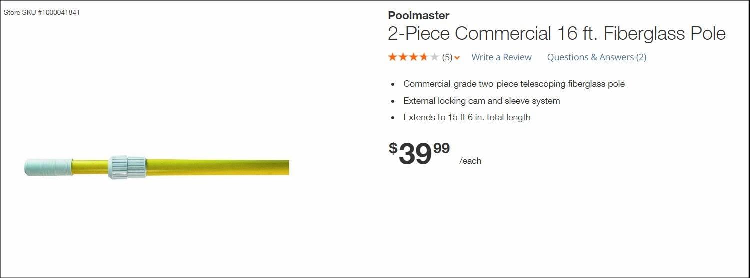 HOME DEPOR SWIMMING POOL FG POLE