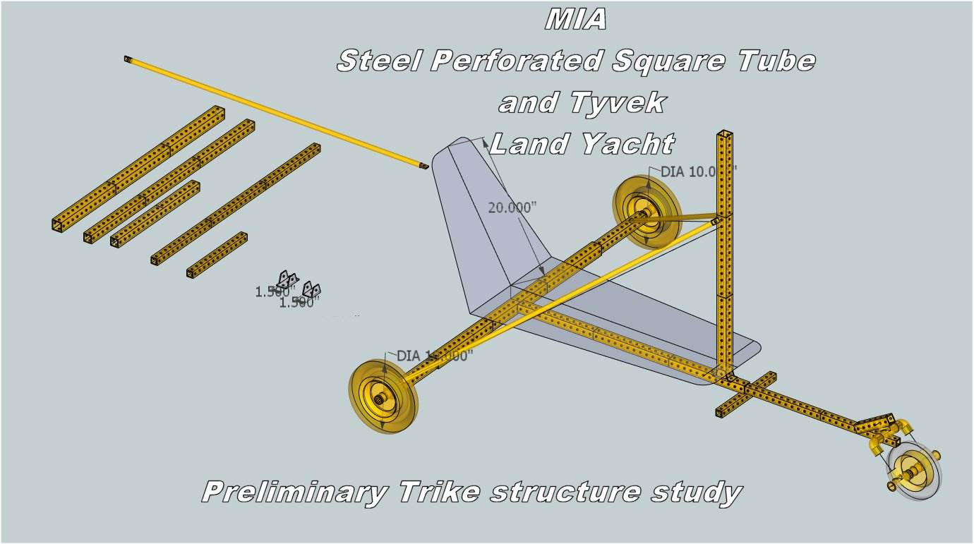 MIA TRIKE A SAIL FULL SCALE STEEL AND TYVEK PRELIMINARY CAD STUDY
