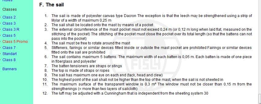 class5 promo sail specs
