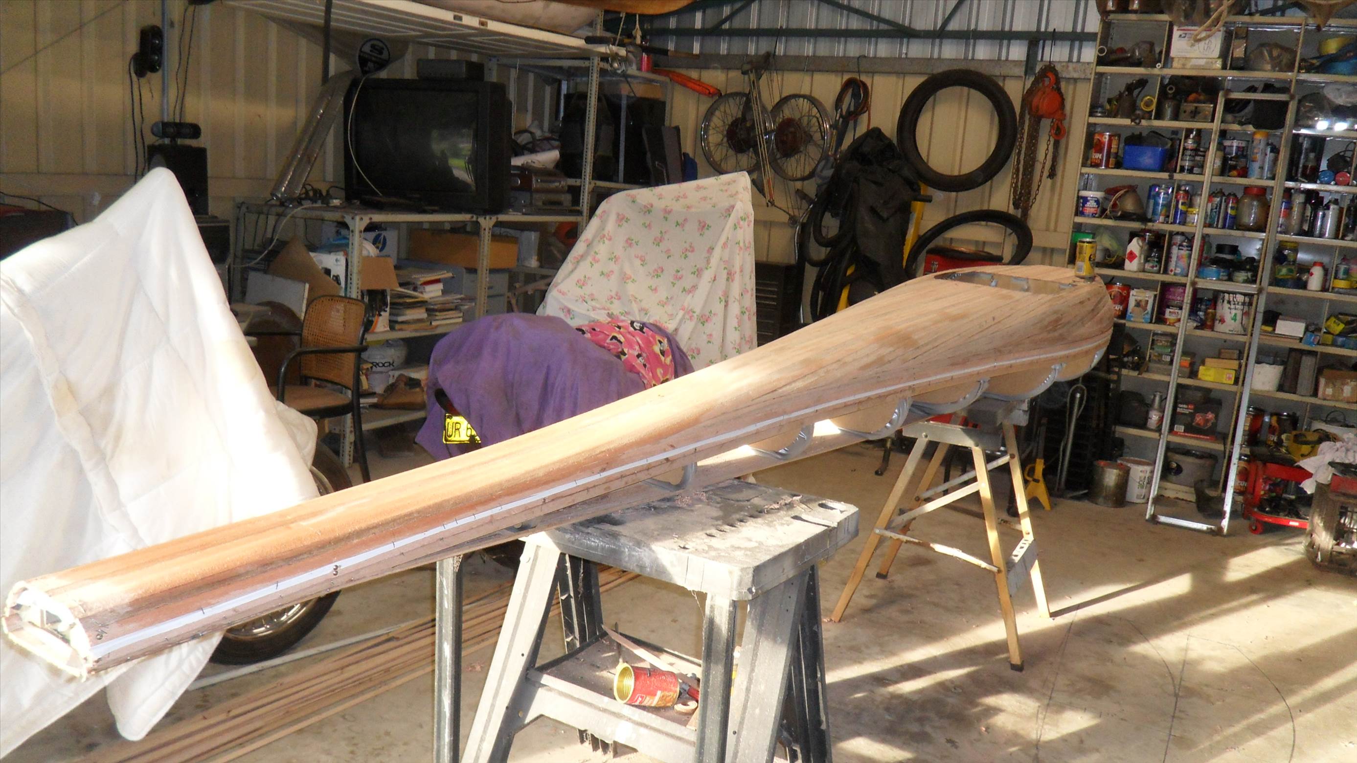 top of class3 hull. sanding and fairing