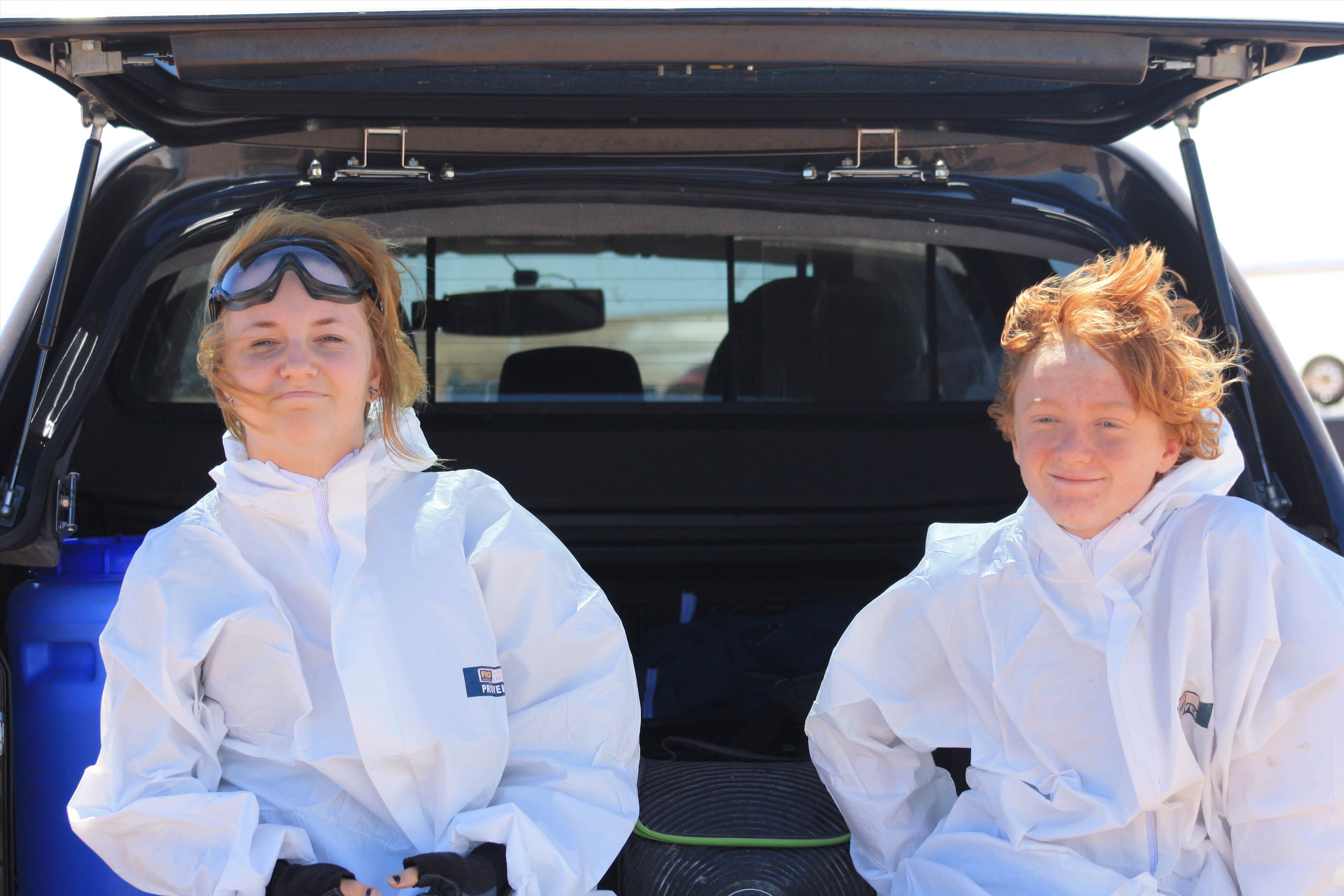 the kids kitted up for their first sail
