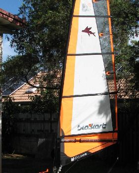 My new 4m Orange sail with 'Flying Fish' emblem