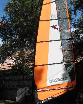 My new 5.5m Orange sail with 'Flying Fish' emblem