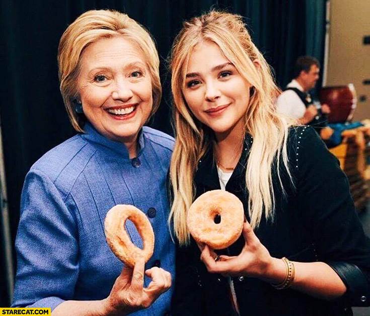 hillary-clinton-holding-donuts-with-chloe-moretz-large-hole-small-hole