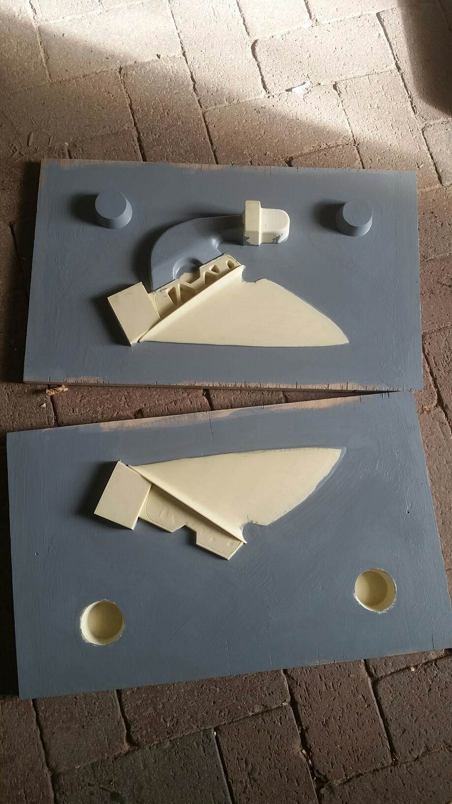 Fin pattern in sand box/ Core box set up.