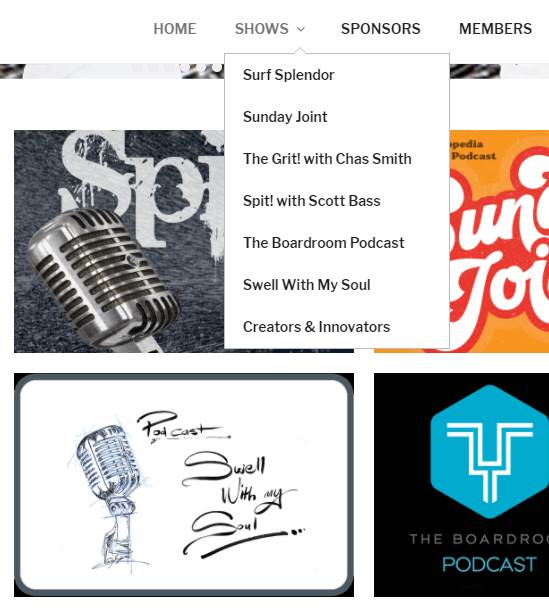 Screen grab of podcasts