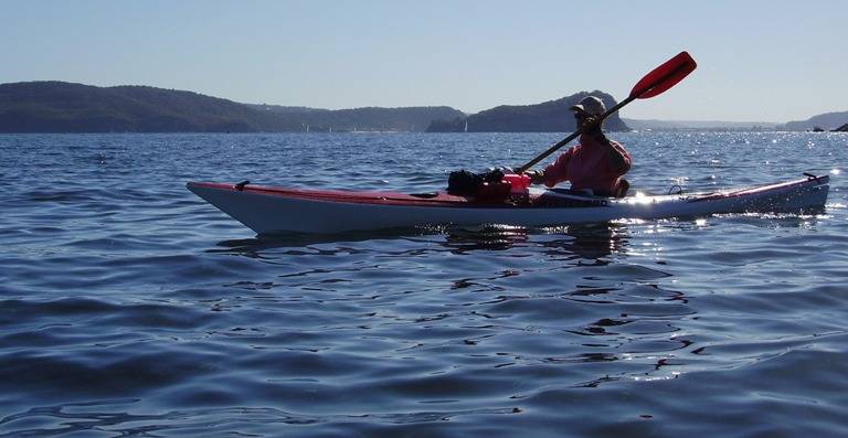 Kayaking Pittwater -Lion Island behind
