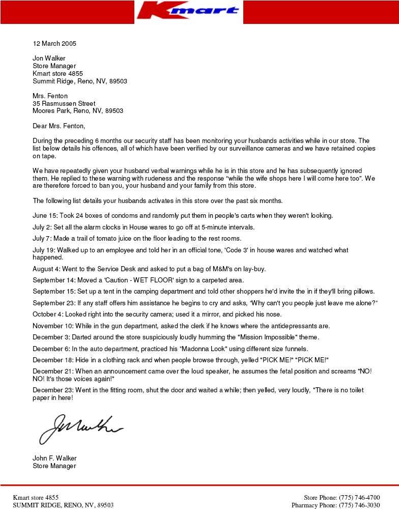 Funny K Mart letter