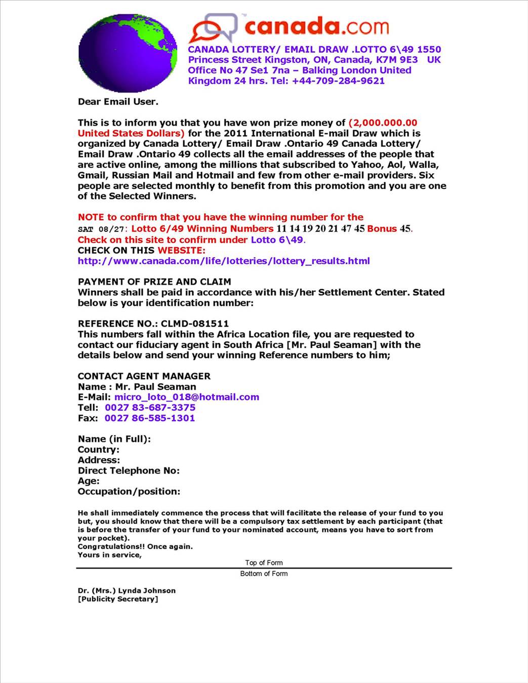 Canada Lottery