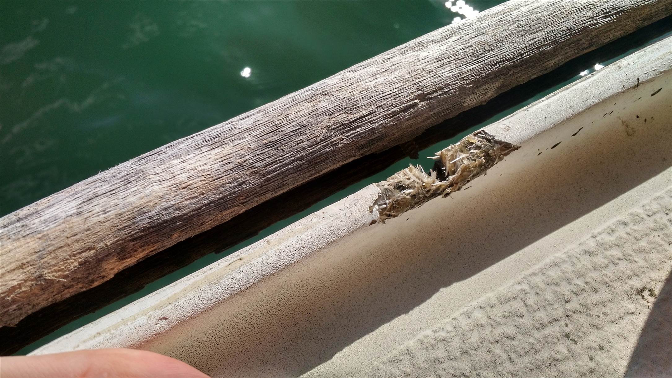 Damage to Galini gunwale