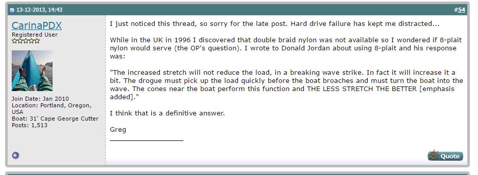 Cruiser forum on dyneema vs nylon
