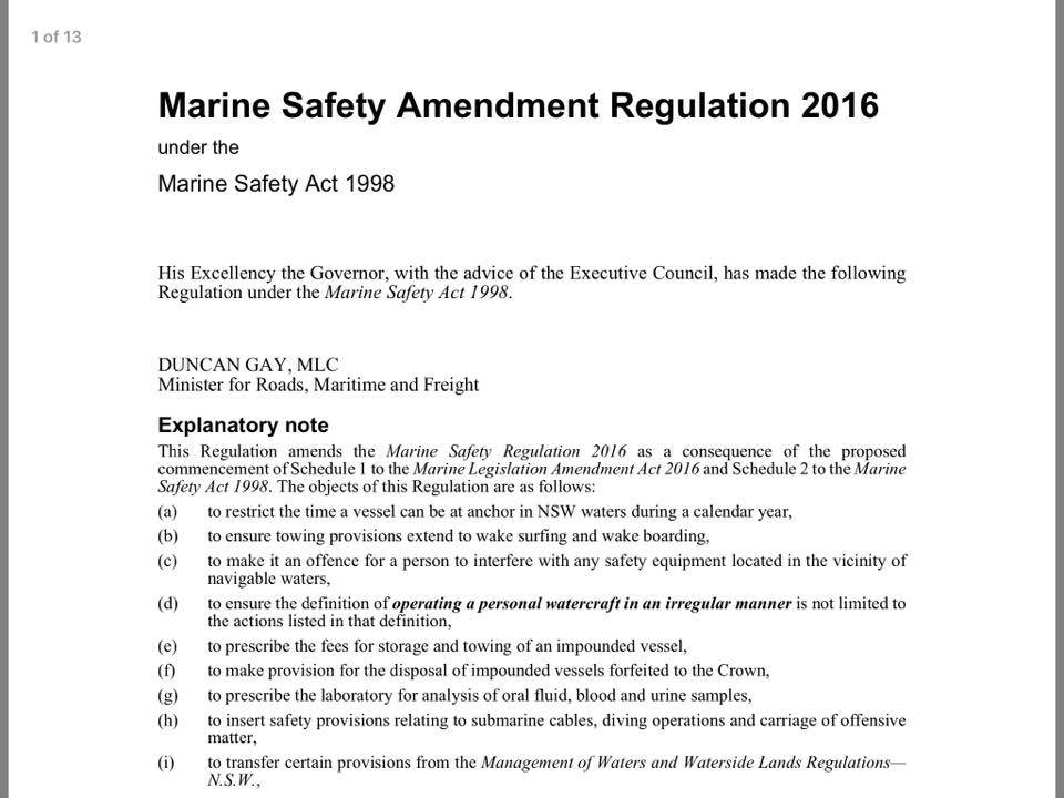 Marine safety Regulation 2016