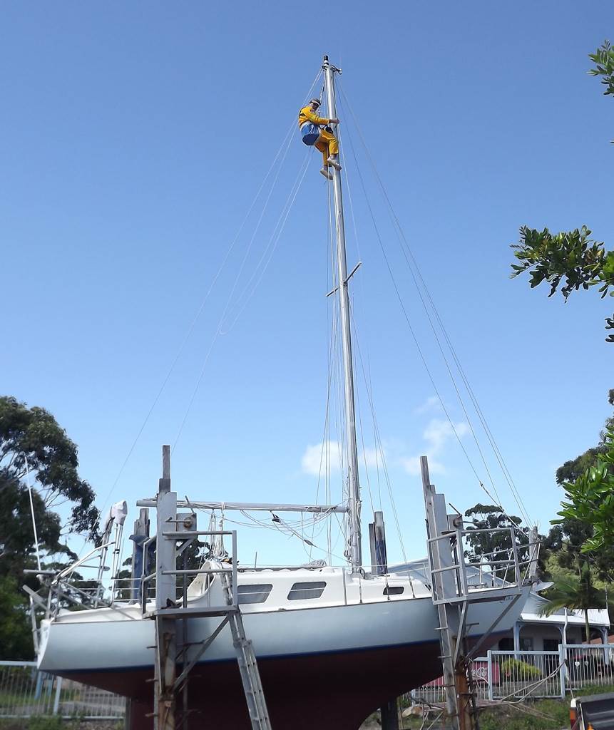 Working up the mast.