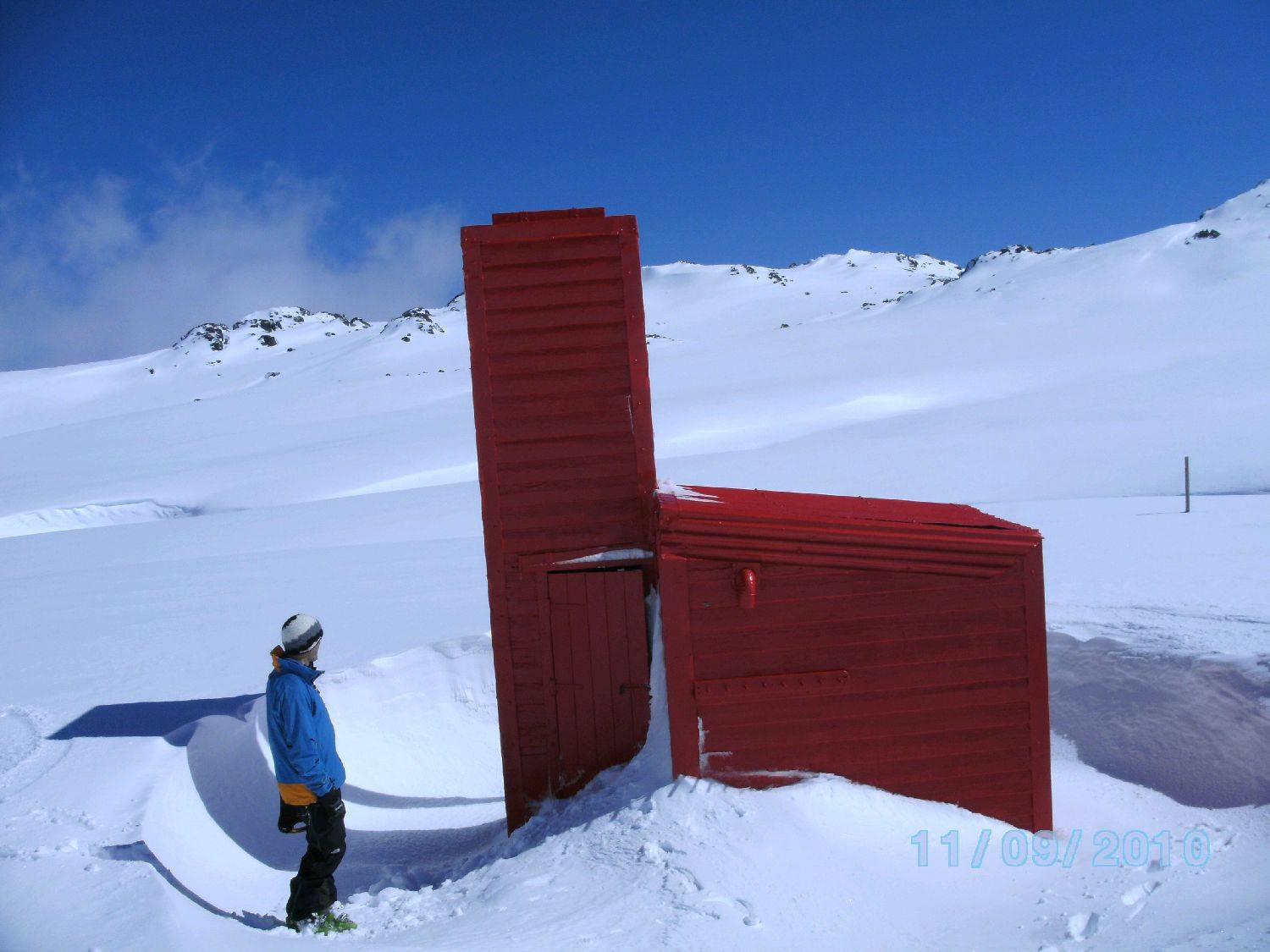 SNOW BREACHING DOOR AT KOOTAPATAMBA HUT
