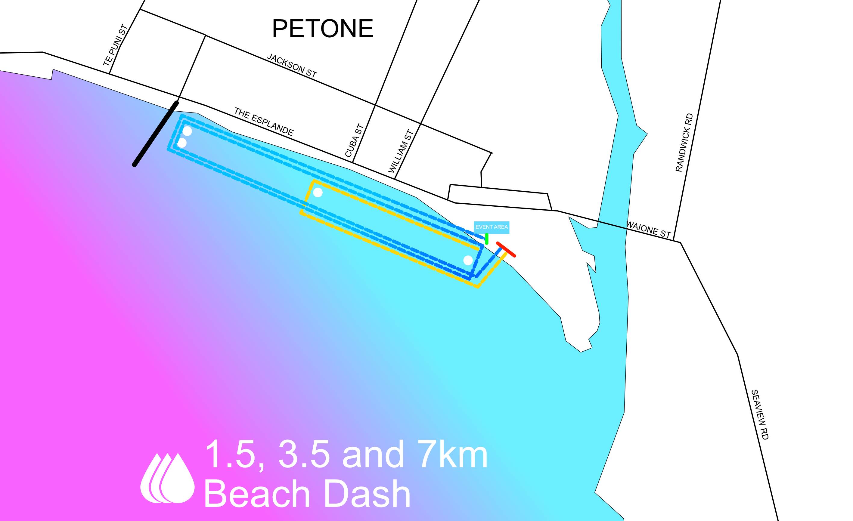 1.5, 35 and 7.5KM Beach dash - Petone