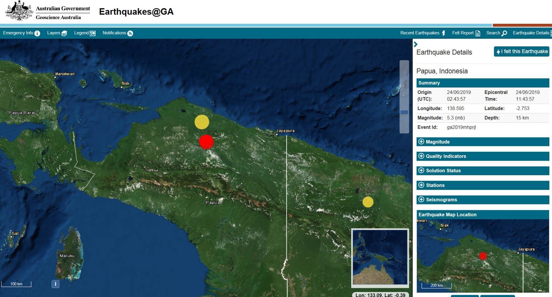 Papua quake