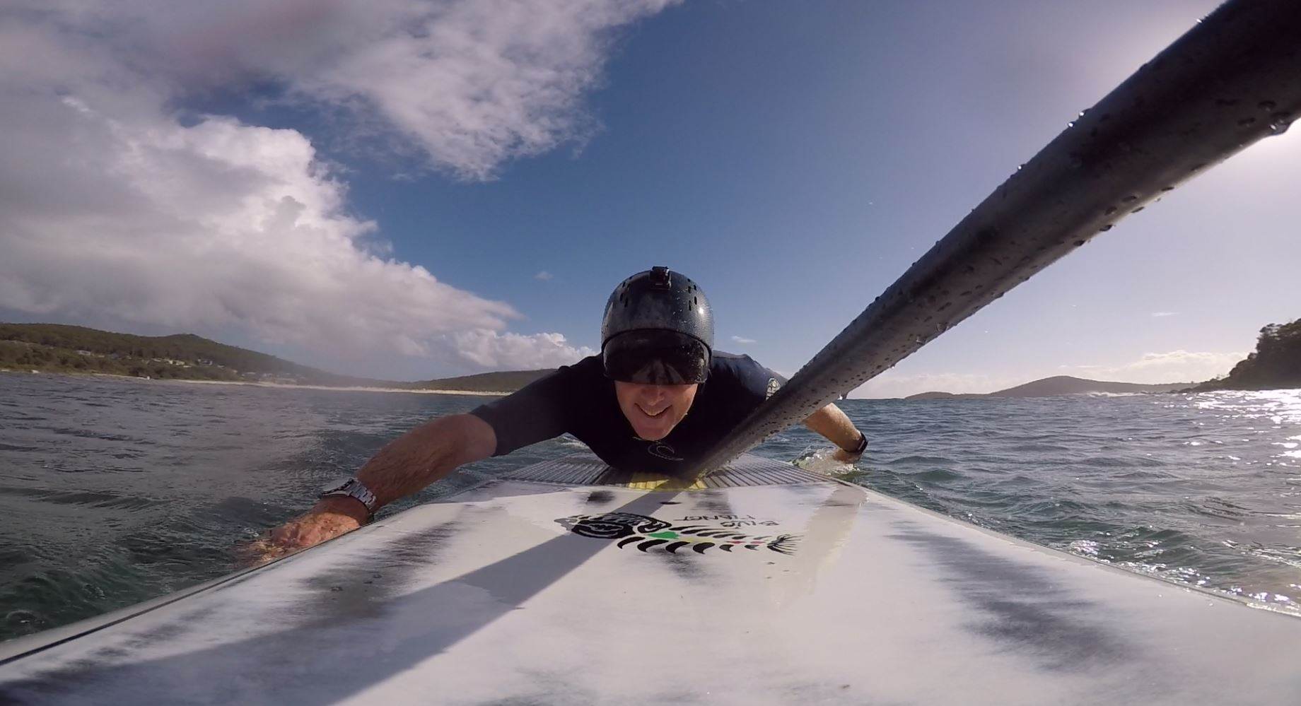 Lying down to paddle