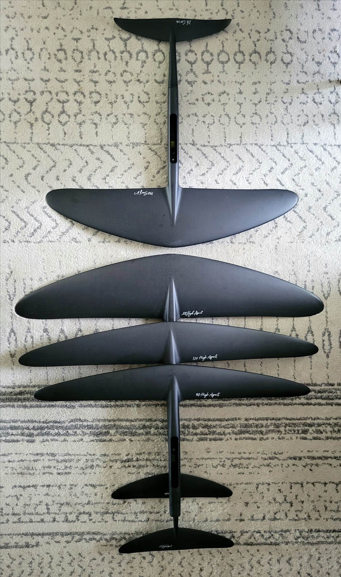 Lift foils size comparison