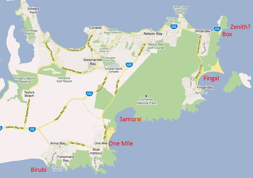 Port Stephens surf spots
