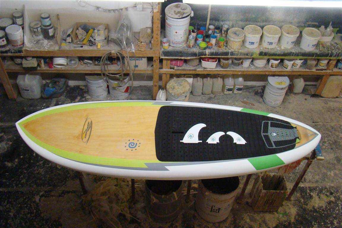 Phil with his 8'10" x 33.5" x 150 ltr timber deck Fun Board SUP