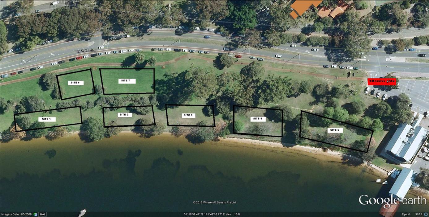 Google map of Matilda Bay hire sites