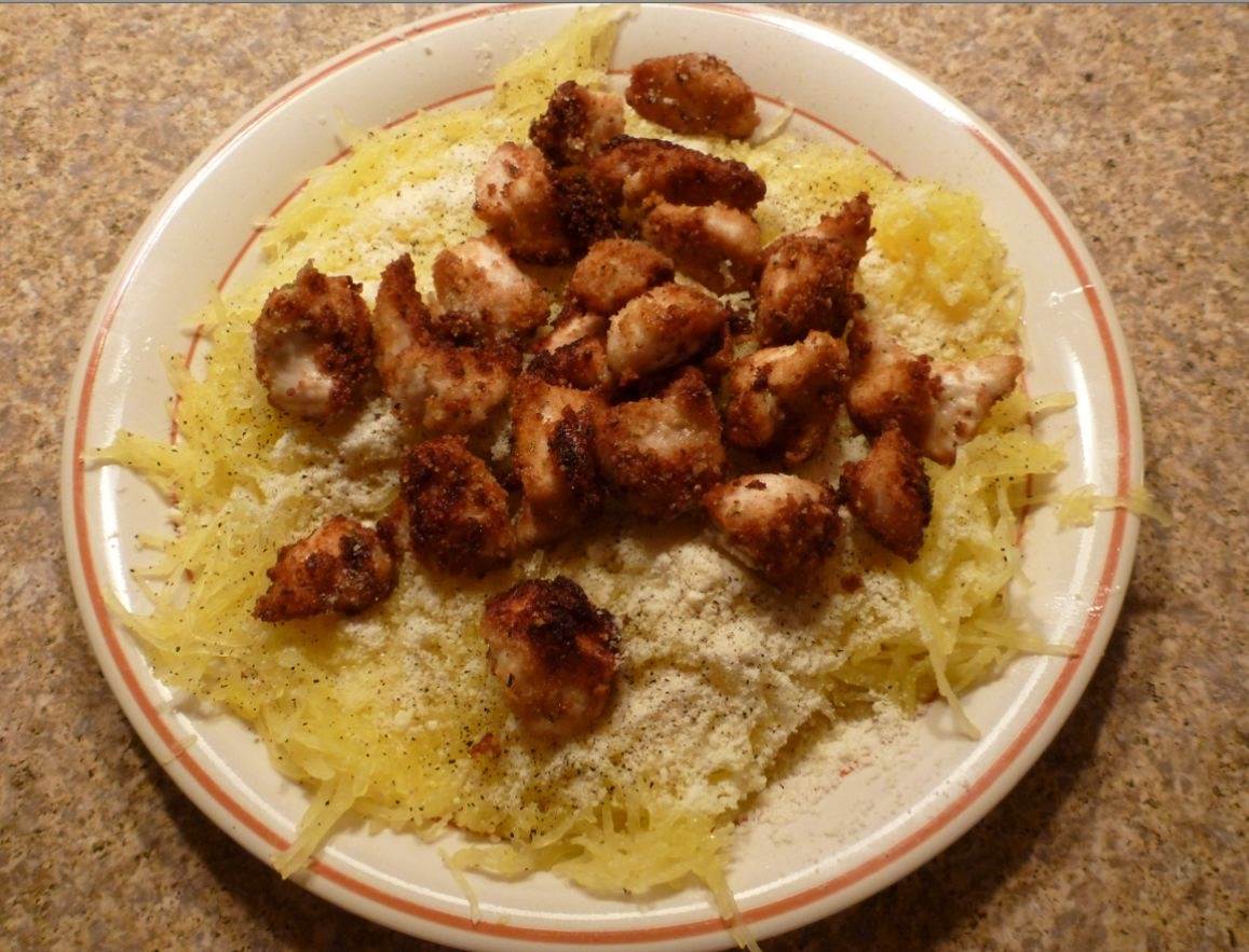 Pan Saute's Chicken rolled in Coconut Flour