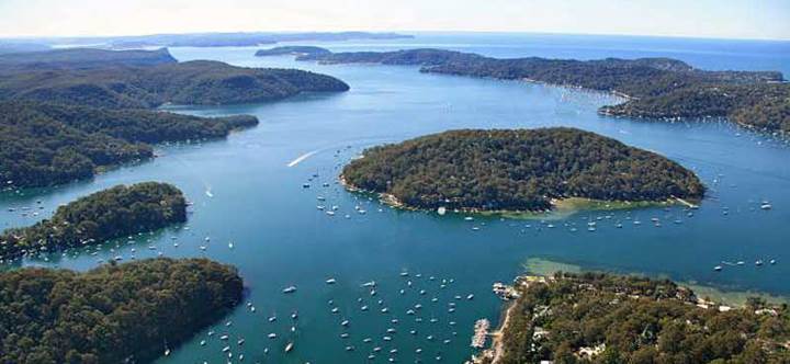 Pittwater-Scotland-Isld aerial of course