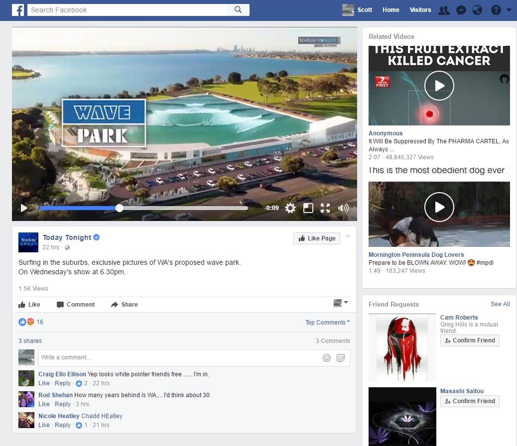 URBN Surf Park story on Today Tonight