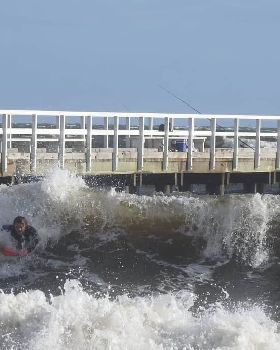 storm waves at Kerferd Road pier in Port Phillip Bay