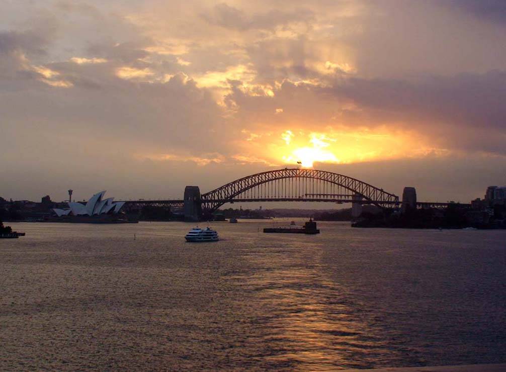 Early sunset behind Sydney Harbour Bridge