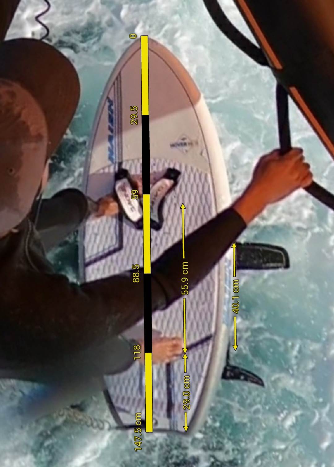 wing foil foot strap position