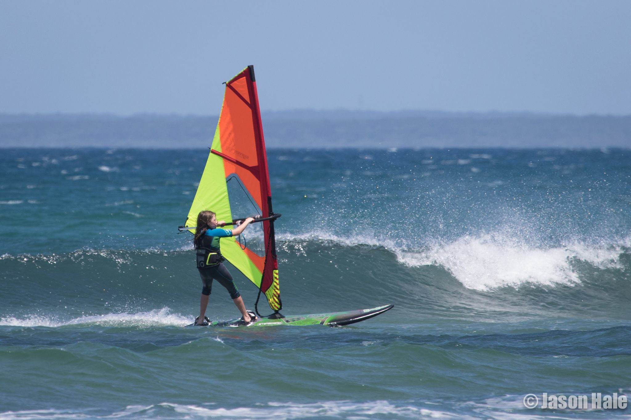 Elli Halank-AUS3111 age 10 windsurfing in waves