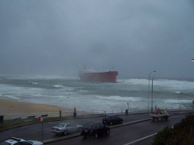 Coal ship stuck @ Nobbys Beach