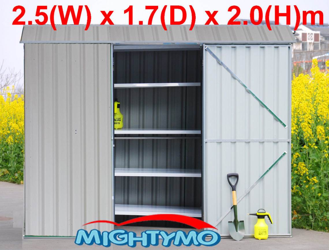 Shed with shelving