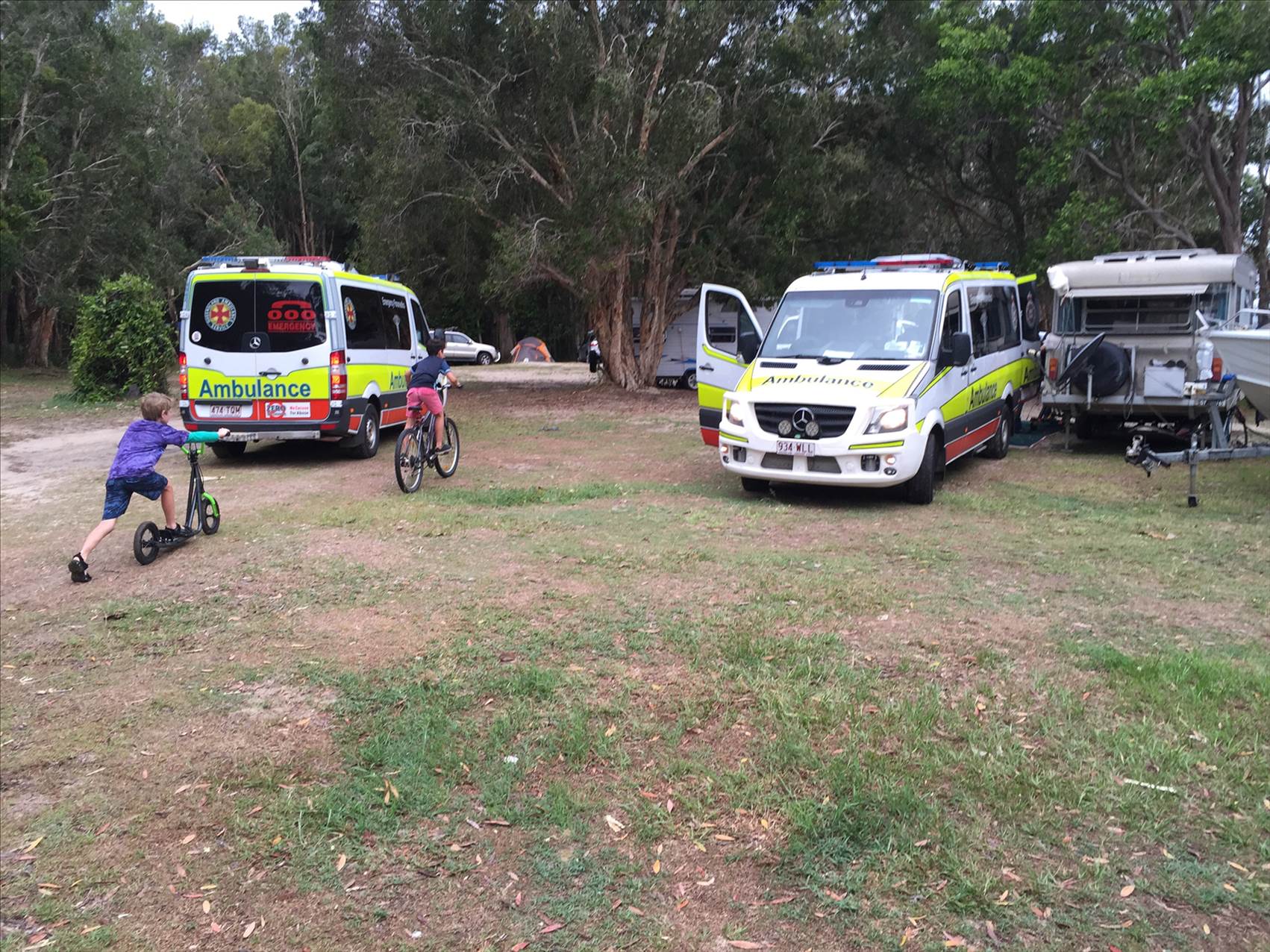 Ambulances at the lake