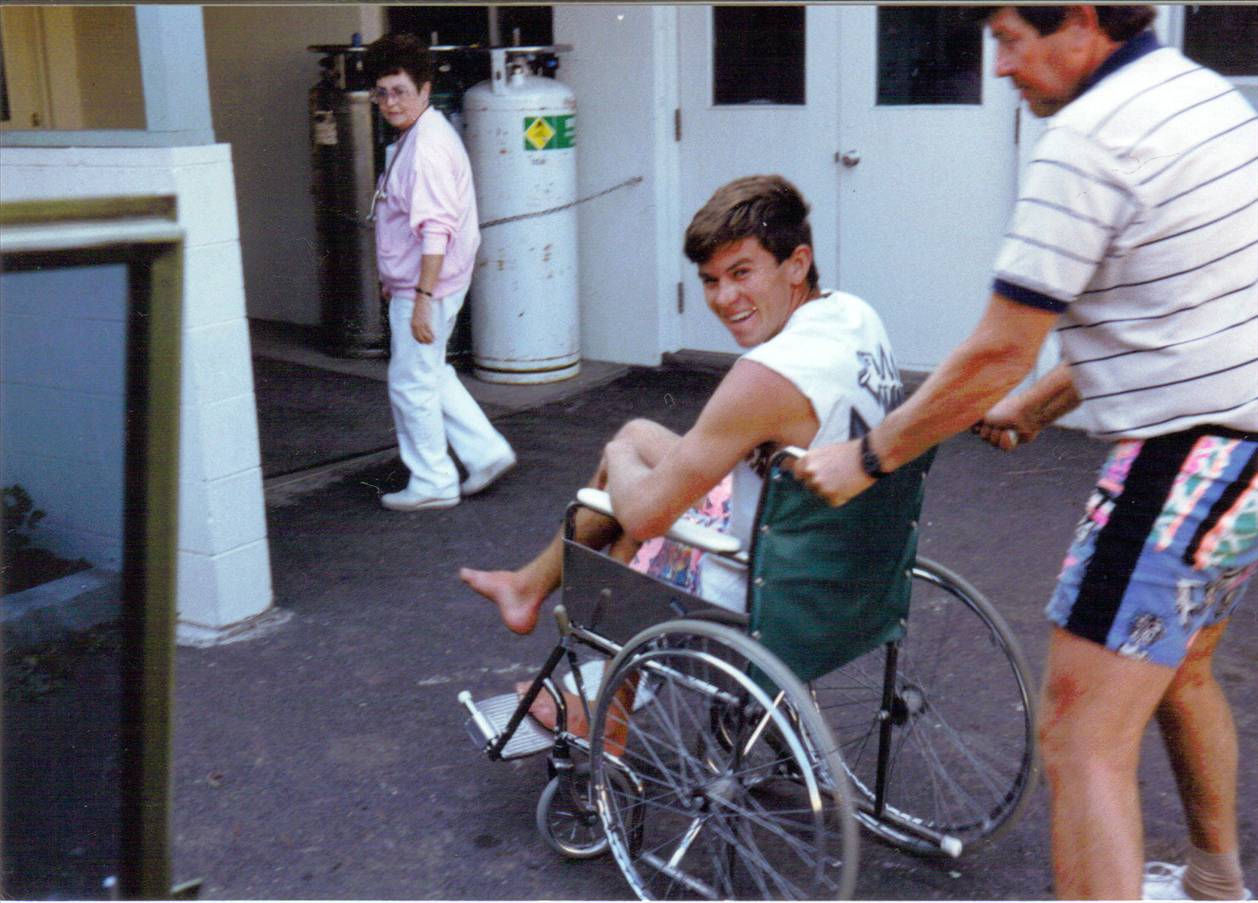 Maris Naish with broken foot