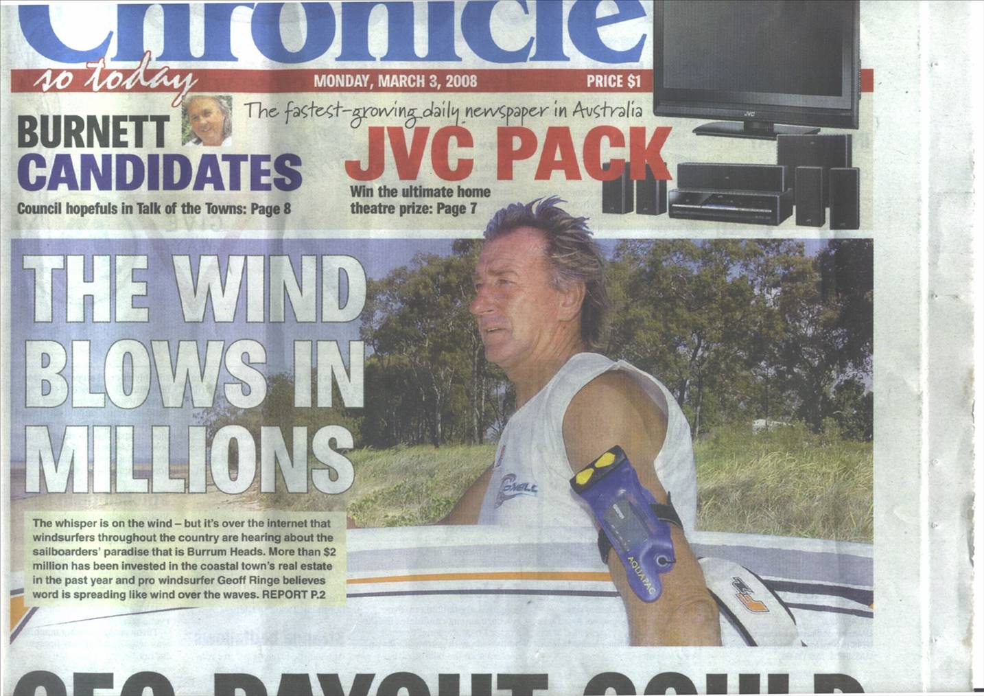 Front page article from the Fraser Coast Chronical 3/3/08