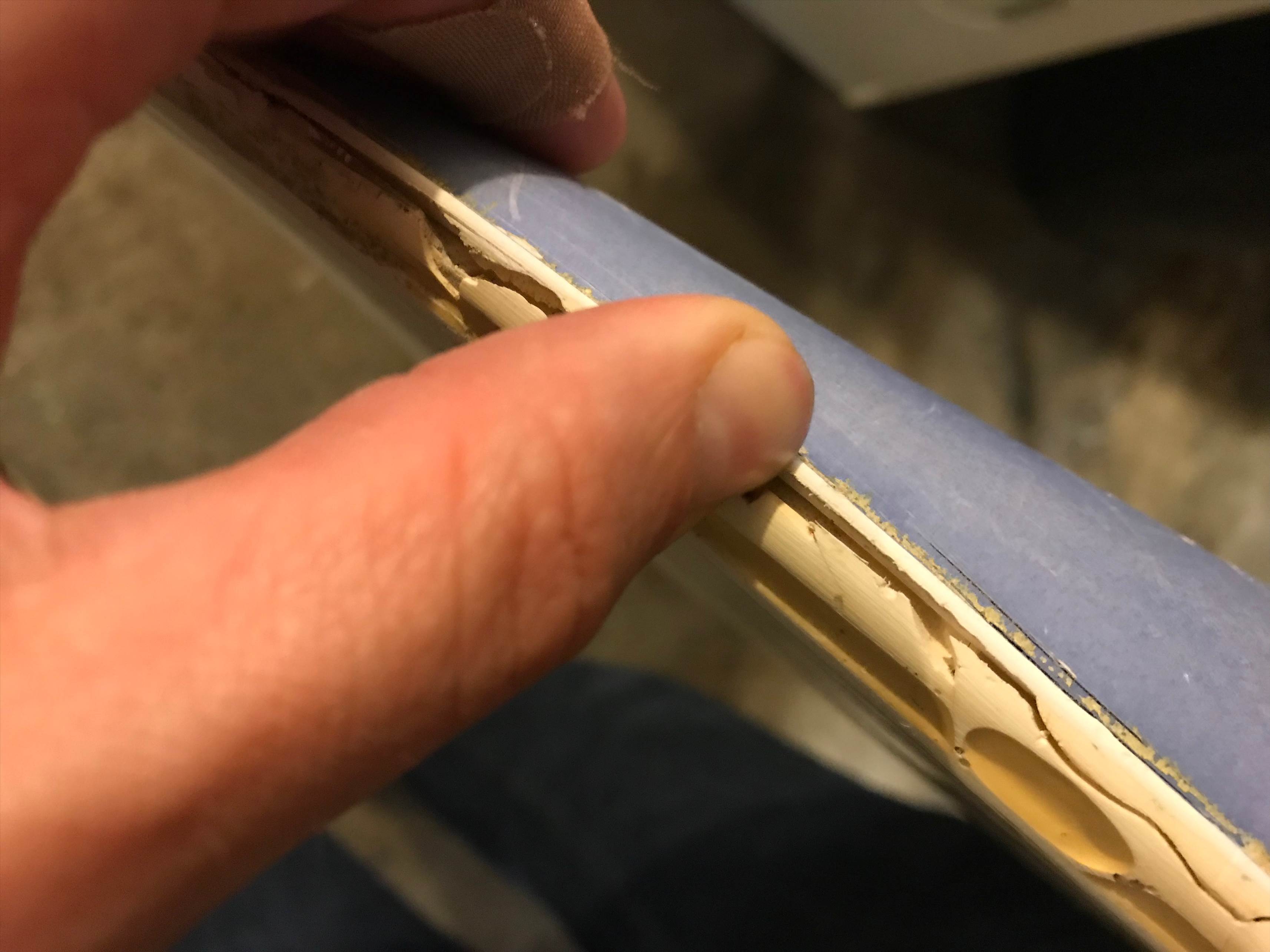 nose damage, splitting at the seam