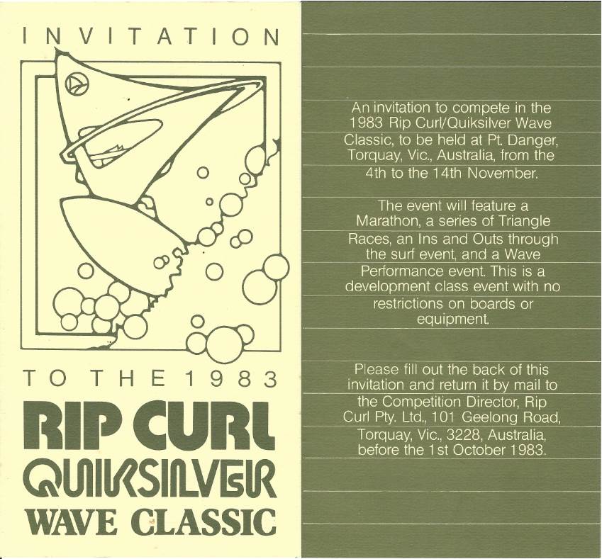 1983 Rip Curl Wave Classic Invitation