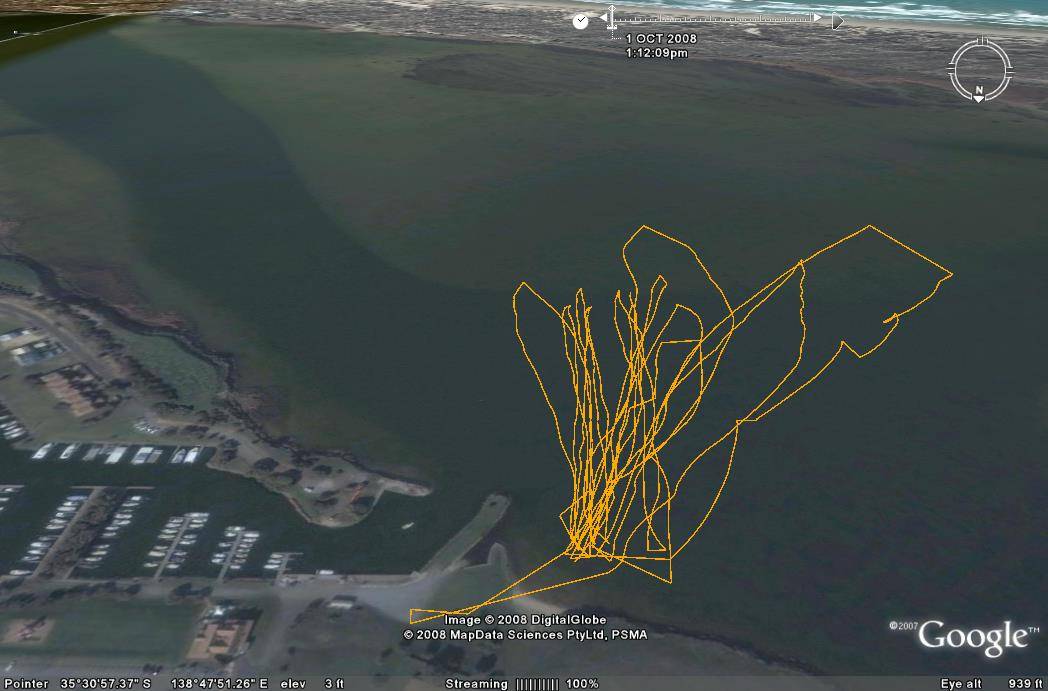 GPS track from Goolwa on the 1st of October, 2008